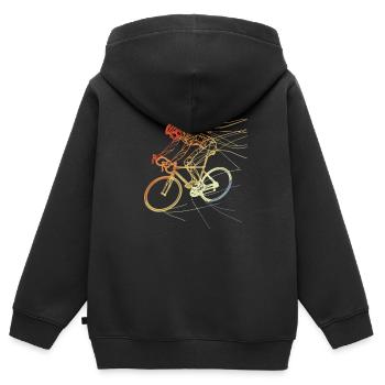 Radfahrerin Zeichnung - Kinder Premium Organic Zip Hoodie - Schwarz - Hinten - AI Model Kid Male (0cm)