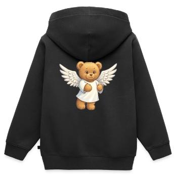 Ours en peluche Ange - Sweat Premium à capuche zippé enfant bio - noir - Dos - AI Model Kid Male (0cm)