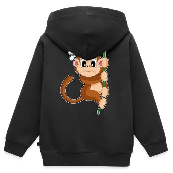 Affe Liane Dschungel - Kinder Premium Organic Zip Hoodie - Schwarz - Hinten - AI Model Kid Male (0cm)
