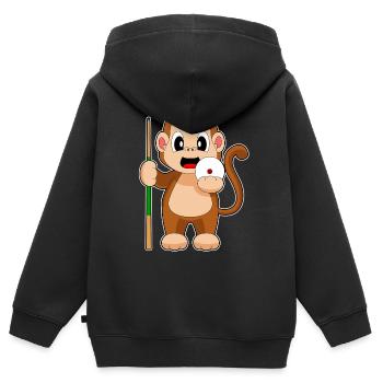 Affe Billiard Queue - Kinder Premium Organic Zip Hoodie - Schwarz - Hinten - AI Model Kid Male (0cm)