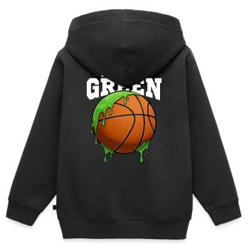 WE BLEED GREEN - BASKETBALL - Kinder Premium Organic Zip Hoodie - Schwarz - Hinten - AI Model Kid Male (0cm)