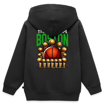TITLE TOWN HOOPS - BASKETBALL - Kinder Premium Organic Zip Hoodie - Schwarz - Hinten - AI Model Kid Male (0cm)