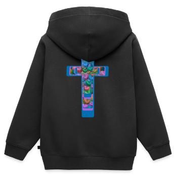Kreuz Kreuze Herz Herzen - Kinder Premium Organic Zip Hoodie - Schwarz - Hinten - AI Model Kid Male (0cm)