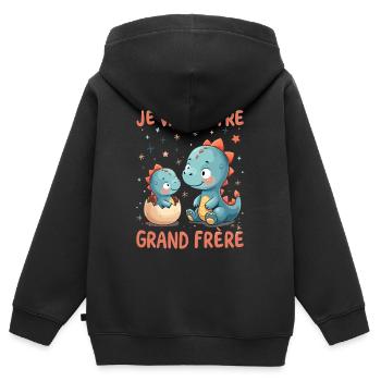 Futur Grand Frère Je vais être Grand Frère - Sweat Premium à capuche zippé enfant bio - noir - Dos - AI Model Kid Male (0cm)
