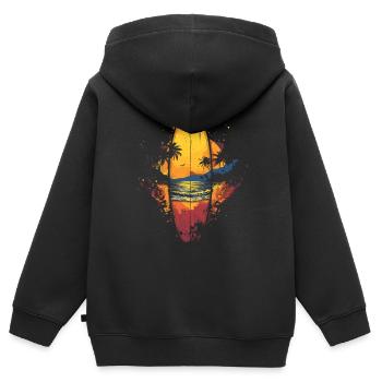 Planche de surf - Sweat Premium à capuche zippé enfant bio - noir - Dos - AI Model Kid Male (0cm)