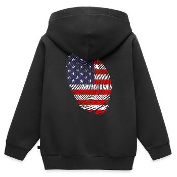 Fingerabdrücke der US-Flagge - Kinder Premium Organic Zip Hoodie - Schwarz - Hinten - AI Model Kid Male (0cm)