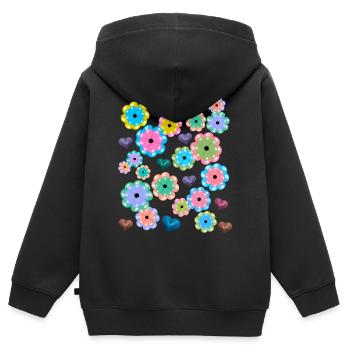 Frühlingsanfang Frühling Blumen Blume Herz Herzen - Kinder Premium Organic Zip Hoodie - Schwarz - Hinten - AI Model Kid Male (0cm)