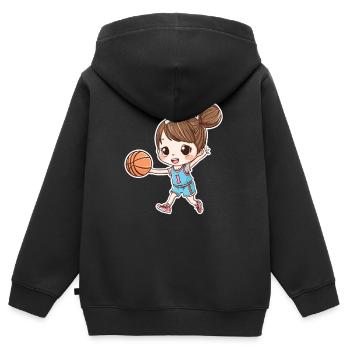Basketballer Mädchen - Kinder Premium Organic Zip Hoodie - Schwarz - Hinten - AI Model Kid Male (0cm)