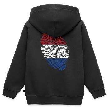 Fingerabdrücke der niederländischen Flagge - Kinder Premium Organic Zip Hoodie - Schwarz - Hinten - AI Model Kid Male (0cm)