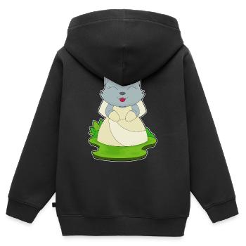 Katze Braut Schleier Hochzeit - Kinder Premium Organic Zip Hoodie - Schwarz - Hinten - AI Model Kid Male (0cm)