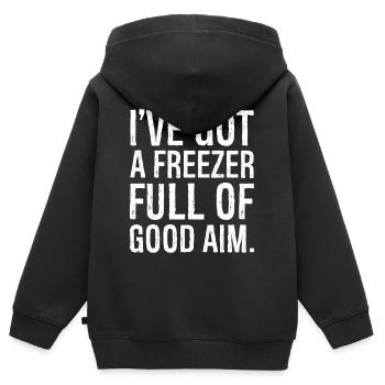 J'ai un congélateur rempli de bonnes cibles - Sweat Premium à capuche zippé enfant bio - noir - Dos - AI Model Kid Male (0cm)