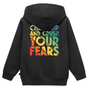 Bouldern Chalk Up Boulderer - Kinder Premium Organic Zip Hoodie - Schwarz - Hinten - AI Model Kid Male (0cm)
