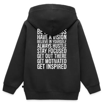 n'ayez pas peur, ayez une vision, croyez en vous - Sweat Premium à capuche zippé enfant bio - noir - Dos - AI Model Kid Male (0cm)
