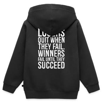 losers quit when they fail winners fail until - Kinder Premium Organic Zip Hoodie - Schwarz - Hinten - AI Model Kid Male (0cm)
