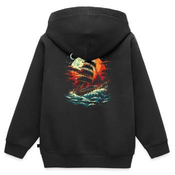 Segelschiff - Kinder Premium Organic Zip Hoodie - Schwarz - Hinten - AI Model Kid Male (0cm)