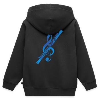 Flötenmusik Grafik - Kinder Premium Organic Zip Hoodie - Schwarz - Hinten - AI Model Kid Male (0cm)