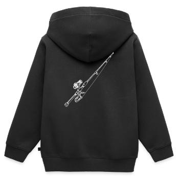 Angelrute Zeichnung - Kinder Premium Organic Zip Hoodie - Schwarz - Hinten - AI Model Kid Male (0cm)