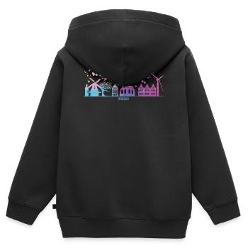 Norder Skyline Bunt Stadtbild Norden - Kinder Premium Organic Zip Hoodie - Schwarz - Hinten - AI Model Kid Male (0cm)