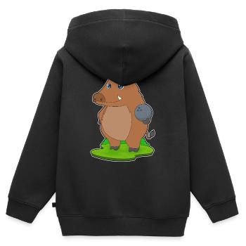 Eber Bowling Bowlingkugel - Kinder Premium Organic Zip Hoodie - Schwarz - Hinten - AI Model Kid Male (0cm)
