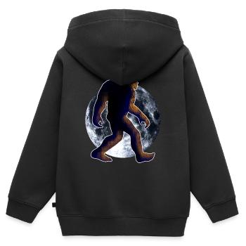 Bigfoot, Sasquatch et lune - Sweat Premium à capuche zippé enfant bio - noir - Dos - AI Model Kid Male (0cm)