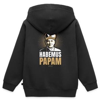 Habemus Papam 2025 Portrait du pape Élection du pape Vatican - Sweat Premium à capuche zippé enfant bio - noir - Dos - AI Model Kid Male (0cm)