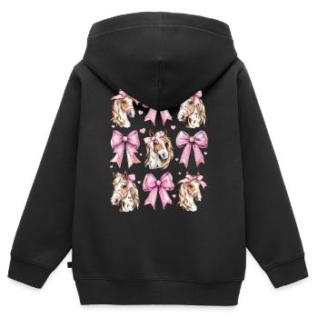 Coquette Bogen Appaloosa Pferd Mädchen Mama Rosa - Kinder Premium Organic Zip Hoodie - Schwarz - Hinten - AI Model Kid Male (0cm)