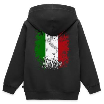 Italienische Flagge, italienischer Stolz - Kinder Premium Organic Zip Hoodie - Schwarz - Hinten - AI Model Kid Male (0cm)