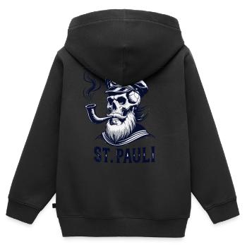 St.Pauli Kiez Hamburg Totenkopf Sankt Pauli - Sweat Premium à capuche zippé enfant bio - noir - Dos - AI Model Kid Male (0cm)