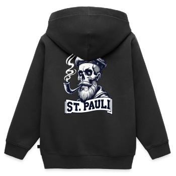 St.Pauli Kiez Hamburg Totenkopf Sankt Pauli - Kids Premium Organic Zip-up Hoodie - black - Back - AI Model Kid Male (0cm)