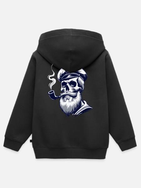 Capitán Hamburgo St Pauli Ciudad Hanseática Calavera - Premium børne zip-hættetrøje økologisk - sort
