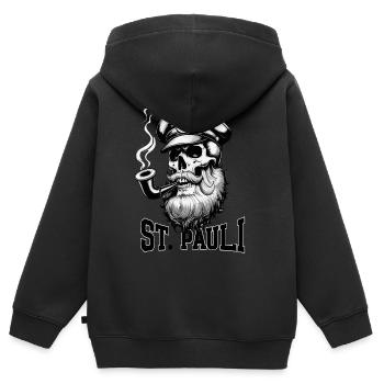 St.Pauli Kiez Hamburg Totenkopf Sankt Pauli - Sweat Premium à capuche zippé enfant bio - noir - Dos - AI Model Kid Male (0cm)
