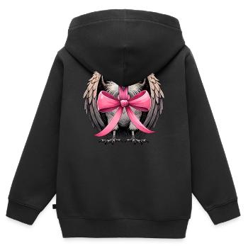 Coquette Bogen Geier Vogel Mädchen Mama rosa - Kinder Premium Organic Zip Hoodie - Schwarz - Hinten - AI Model Kid Male (0cm)