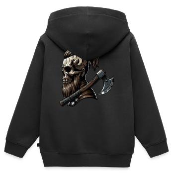 Odin Viking Valhalla Viking Marteau Thor Odin - Sweat Premium à capuche zippé enfant bio - noir - Dos - AI Model Kid Male (0cm)