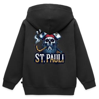 St.Pauli Kiez Hamburg Totenkopf Sankt Pauli - Kids Premium Organic Zip-up Hoodie - black - Back - AI Model Kid Male (0cm)