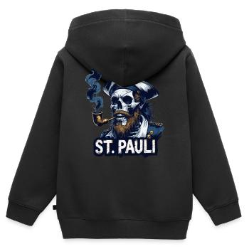 St.Pauli Kiez Hamburg Totenkopf Sankt Pauli - Sweat Premium à capuche zippé enfant bio - noir - Dos - AI Model Kid Male (0cm)