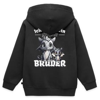 Nachwuchs Verkünden | Ich Werde Großer Bruder 2027 - Kinder Premium Organic Zip Hoodie - Schwarz - Hinten - AI Model Kid Male (0cm)