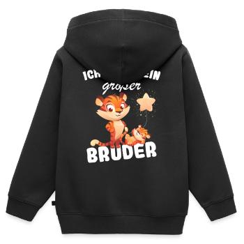 Nachwuchs Verkünden | Ich Werde Großer Bruder 2027 - Kinder Premium Organic Zip Hoodie - Schwarz - Hinten - AI Model Kid Male (0cm)
