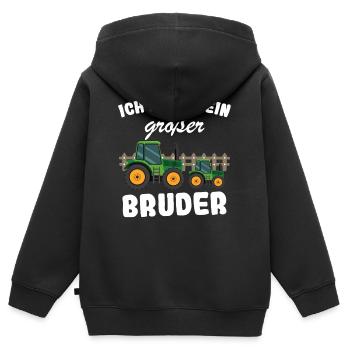 Nachwuchs Verkünden | Ich Werde Großer Bruder 2027 - Kinder Premium Organic Zip Hoodie - Schwarz - Hinten - AI Model Kid Male (0cm)