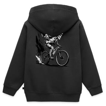 Mountainbike Fahrrad Biken Downhill Fahrradtour - Kinder Premium Organic Zip Hoodie - Schwarz - Hinten - AI Model Kid Male (0cm)