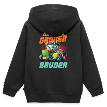 Nachwuchs Verkünden | Ich Werde Großer Bruder 2027 - Kinder Premium Organic Zip Hoodie - Schwarz - Hinten - AI Model Kid Male (0cm)
