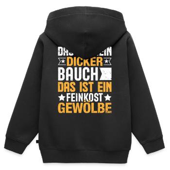 Das ist kein dicker Baucher - Kinder Premium Organic Zip Hoodie - Schwarz - Hinten - AI Model Kid Male (0cm)