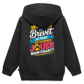 Ich habe mein Patent, ich kann zurückgehen, um Gamer zu spielen - Kinder Premium Organic Zip Hoodie - Schwarz - Hinten - AI Model Kid Male (0cm)