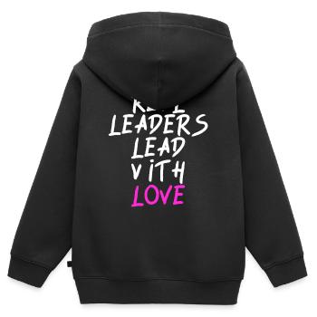 Real Leaders Lead With Love - Kids Premium Organic Zip-up Hoodie - black - Back - AI Model Kid Male (0cm)
