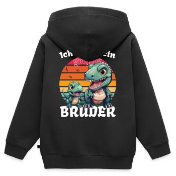 Nachwuchs Verkünden | Ich Werde Großer Bruder 2027 - Kinder Premium Organic Zip Hoodie - Schwarz - Hinten - AI Model Kid Male (0cm)