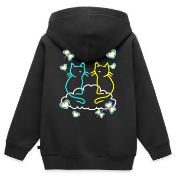 Retro Katzen Katze Kinder Mädchen Jungen Teenies - Kinder Premium Organic Zip Hoodie - Schwarz - Hinten - AI Model Kid Male (0cm)