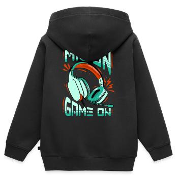 Commentateur Présentateur sportif - Sweat Premium à capuche zippé enfant bio - noir - Dos - AI Model Kid Male (0cm)