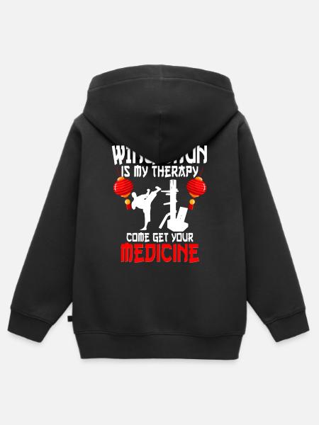 Wing Chun - Kinder Premium Organic Zip Hoodie - Schwarz