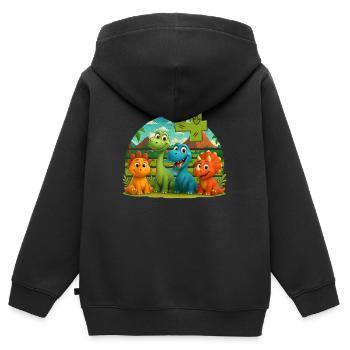 Dinosaure Anniversaire Enfants 4 ans Cadeau - Sweat Premium à capuche zippé enfant bio - noir - Dos - AI Model Kid Male (0cm)
