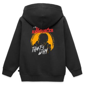 Commentateur Présentateur sportif - Sweat Premium à capuche zippé enfant bio - noir - Dos - AI Model Kid Male (0cm)