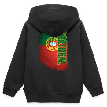 Vertikale portugiesische Flagge, portugiesischer Stolz - Kinder Premium Organic Zip Hoodie - Schwarz - Hinten - AI Model Kid Male (0cm)